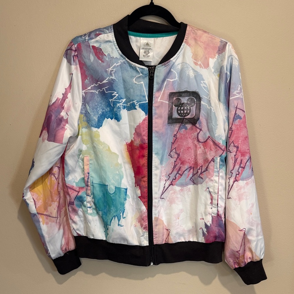 Disney World Disney Parks Multicolor Light Weight Bomber Jacket Casual Chic - Picture 4 of 6
